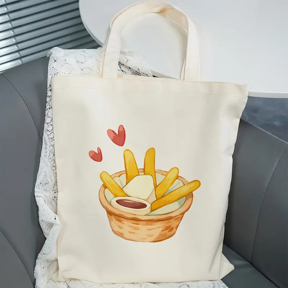 Food Grocery Snacks - Borsa tote in tela con stampa