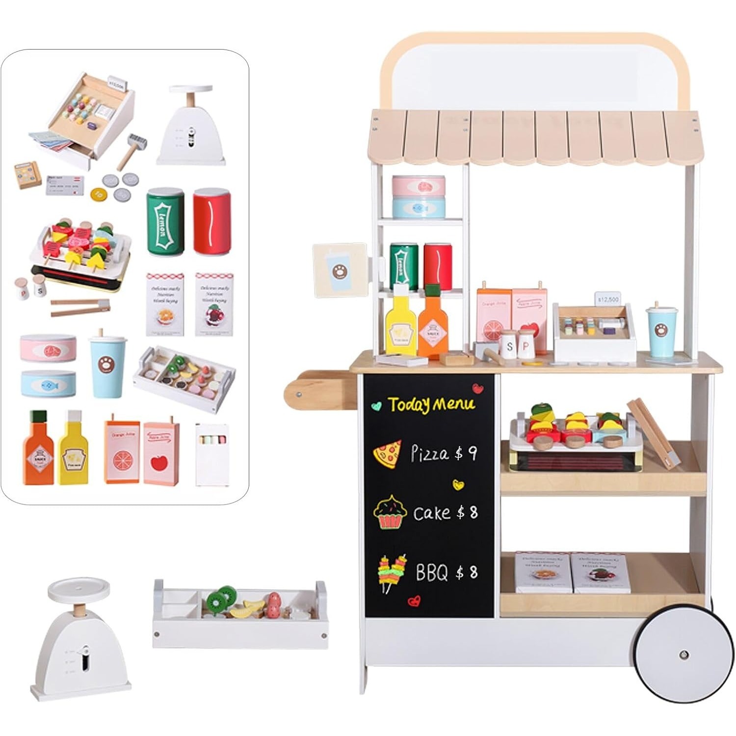 Food Grocery Snacks - Set Gioco in Legno per Bambini: